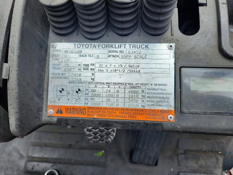 2014 Toyota TA 8FGCU20 Forklift