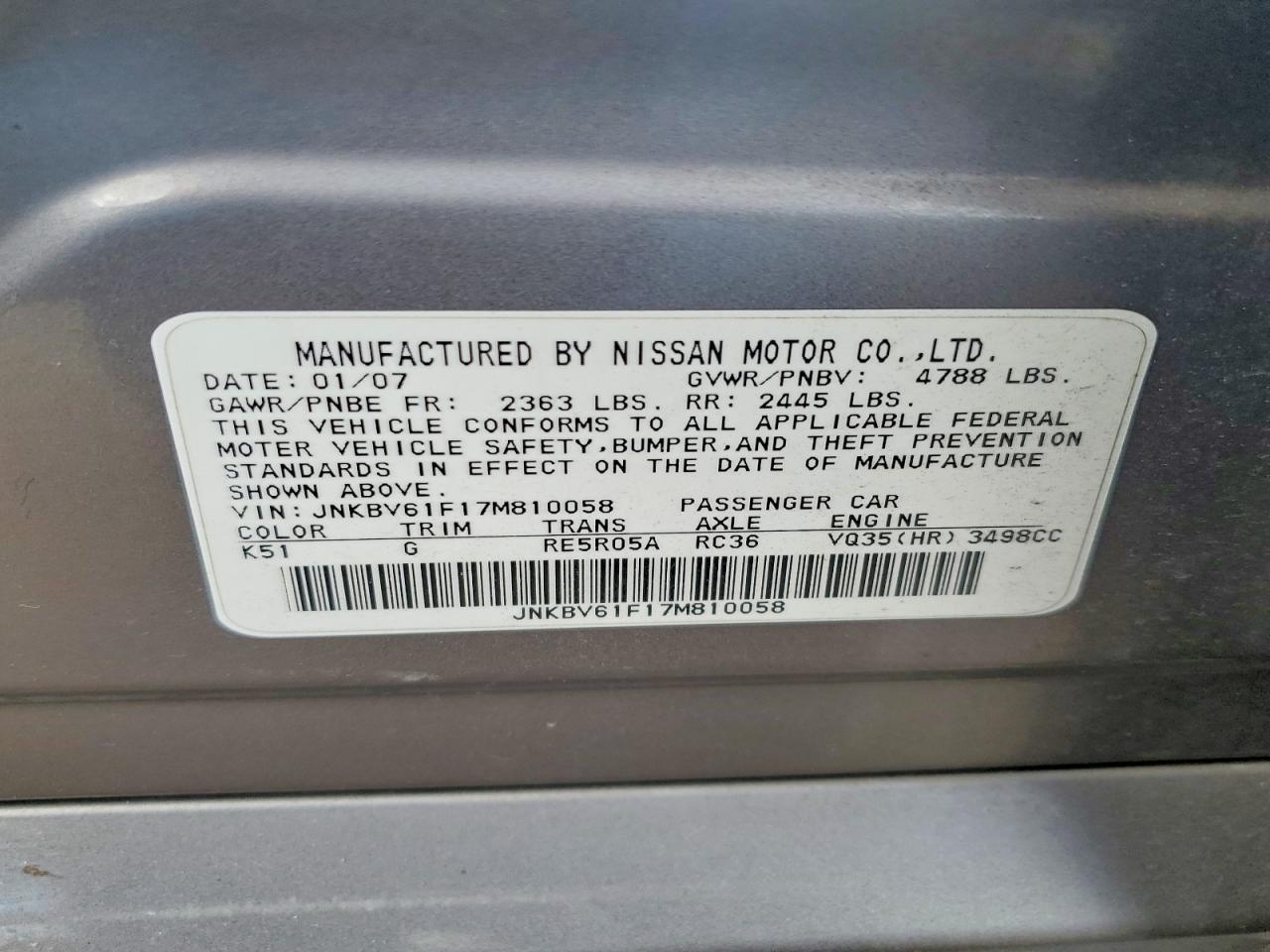 2007 Infiniti G35 x