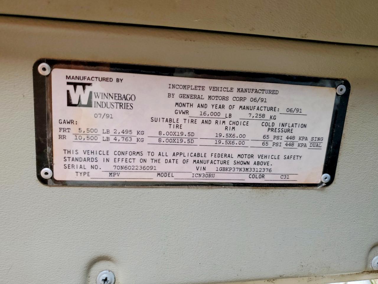 1992 Winnebago RV
