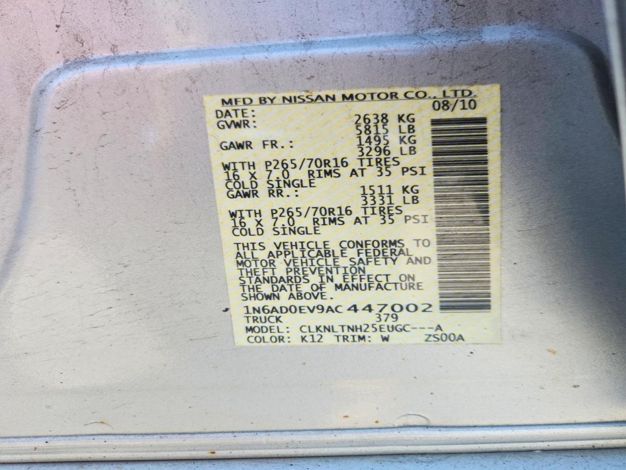 2010 Nissan Frontier SE V6