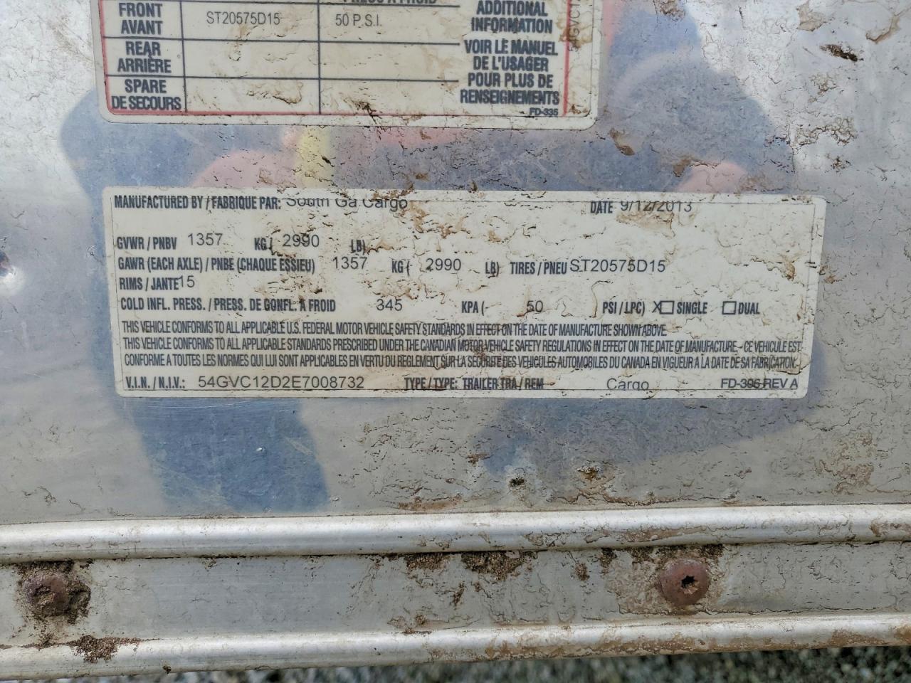 2014 Sgac 2014 South GA Cargo FD-306 REV A Enclosed Cargo TR