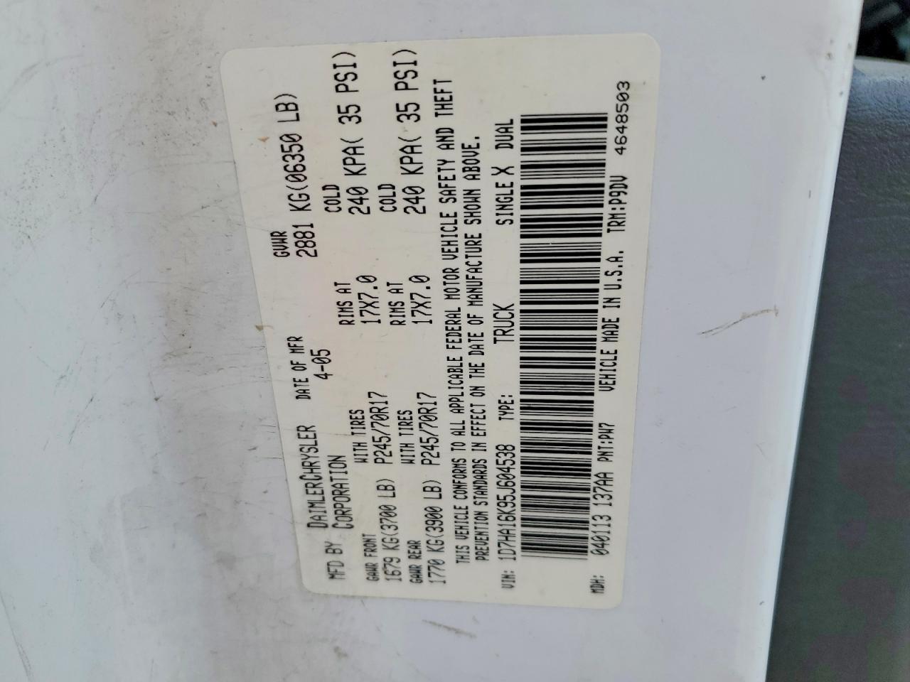 2005 Dodge RAM 1500 ST