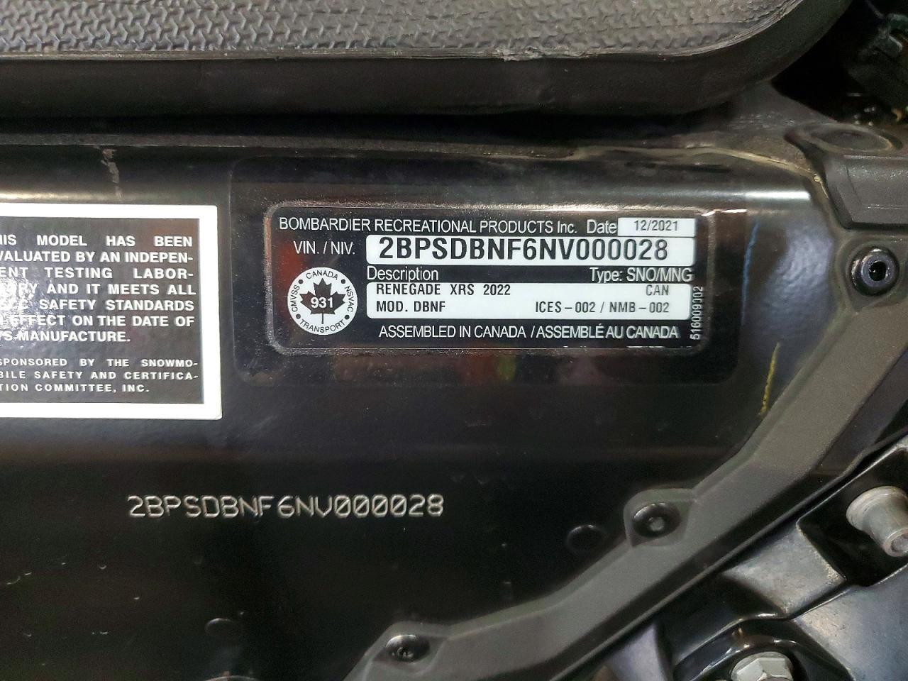 2022 Skidoo Renegade XRS