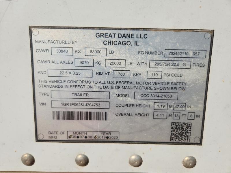 2020 Great Dane CCC-3314-21053 DRY Van Trailer