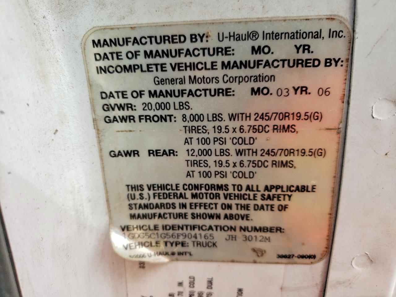 2006 GMC C5500 BOX Truck