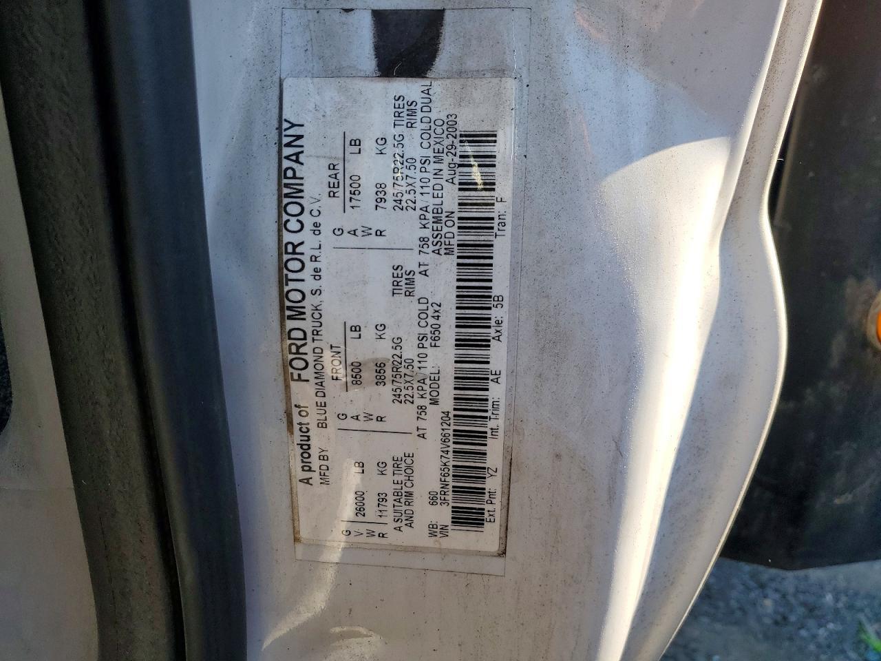 2004 Ford F650 Super Duty