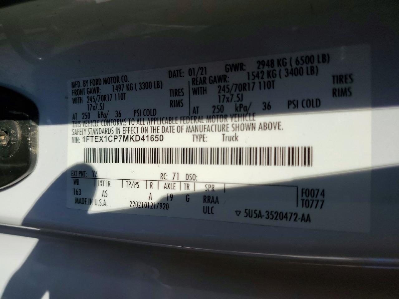 2021 Ford F150 Super Cab