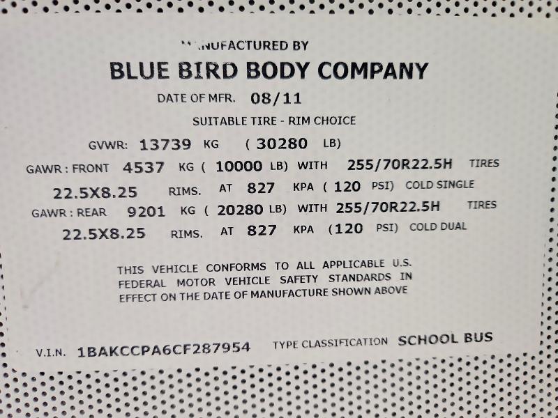 2012 Bluebird Vision-School Bus