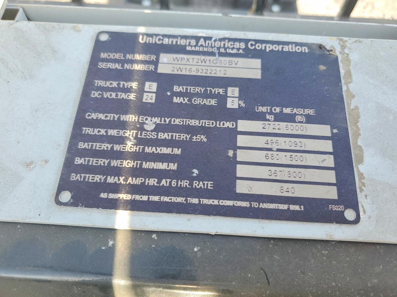 2019 Unicariers WPXT2W1G60BV Pallet Jack