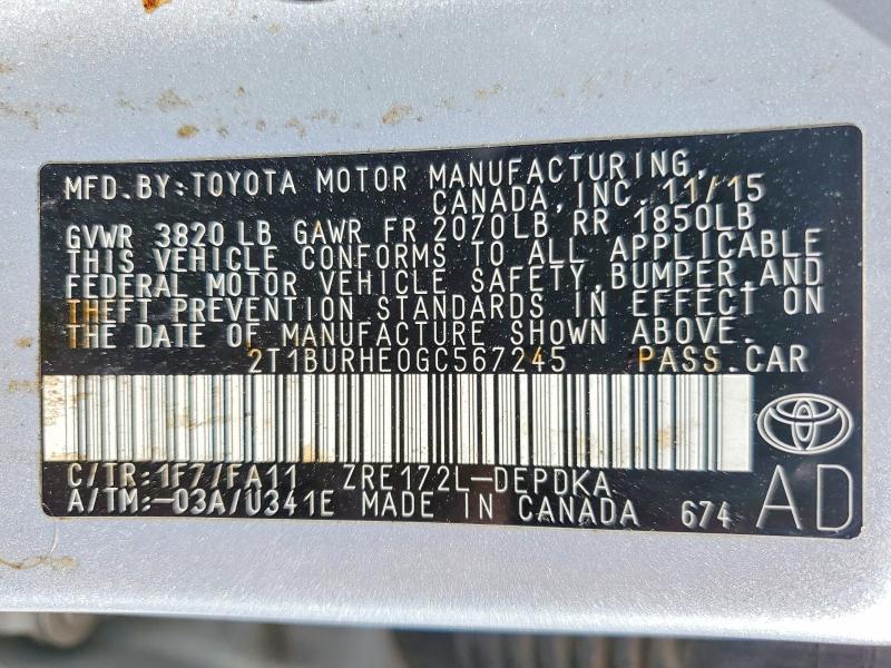 2016 Toyota Corolla l