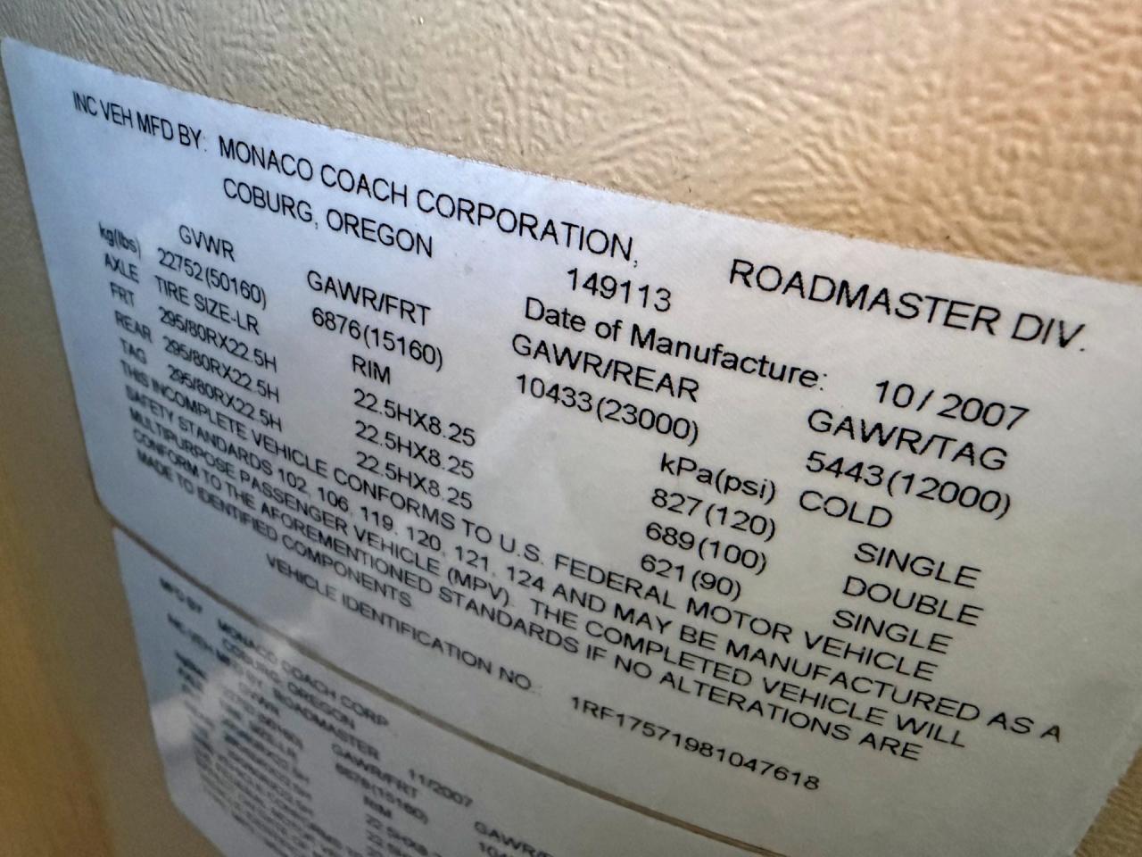2008 Roadmaster Rail Monocoque
