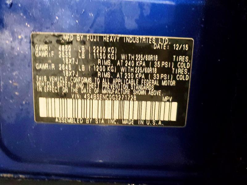 2016 Subaru Outback 3.6r Limited