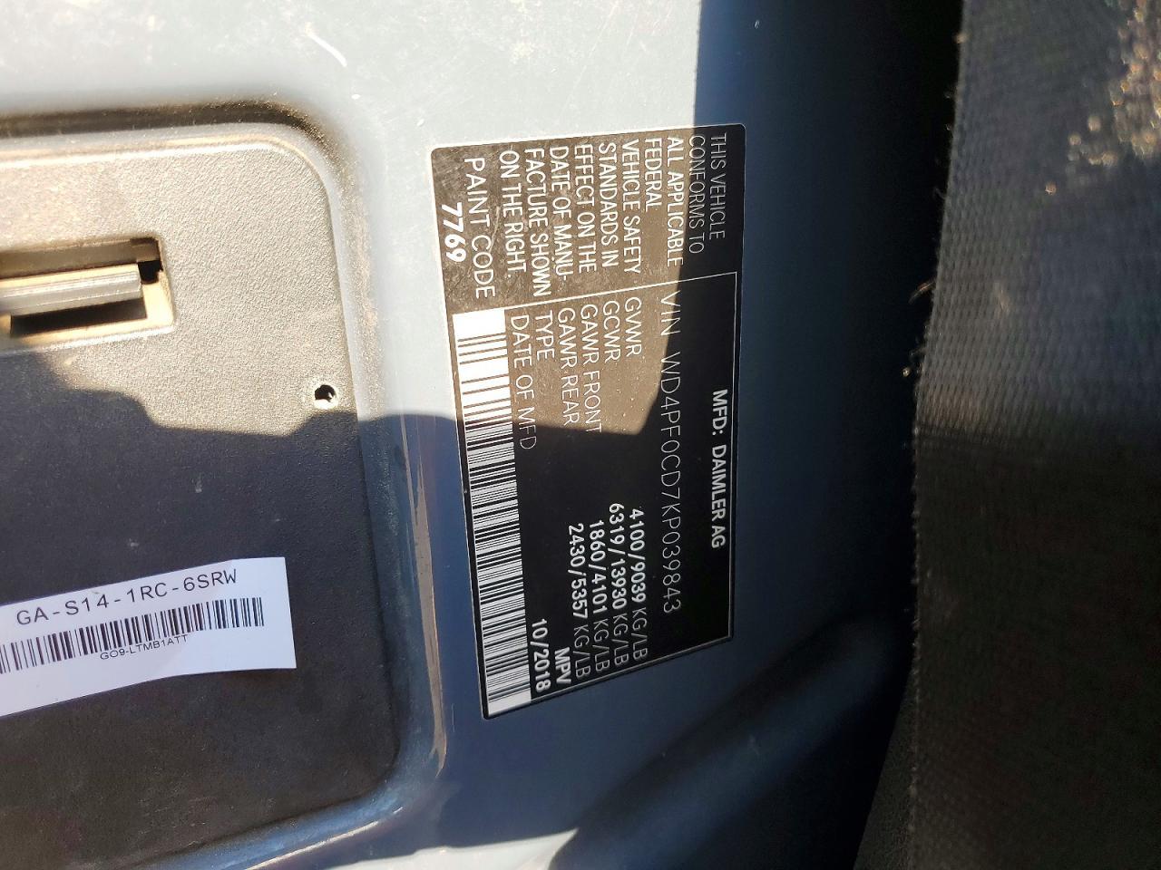 2019 Mercedes-Benz Sprinter 2500 Delivery Van