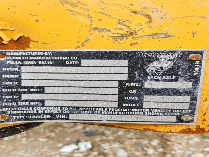 2004 Vermeer BC1800A Wood Chipper