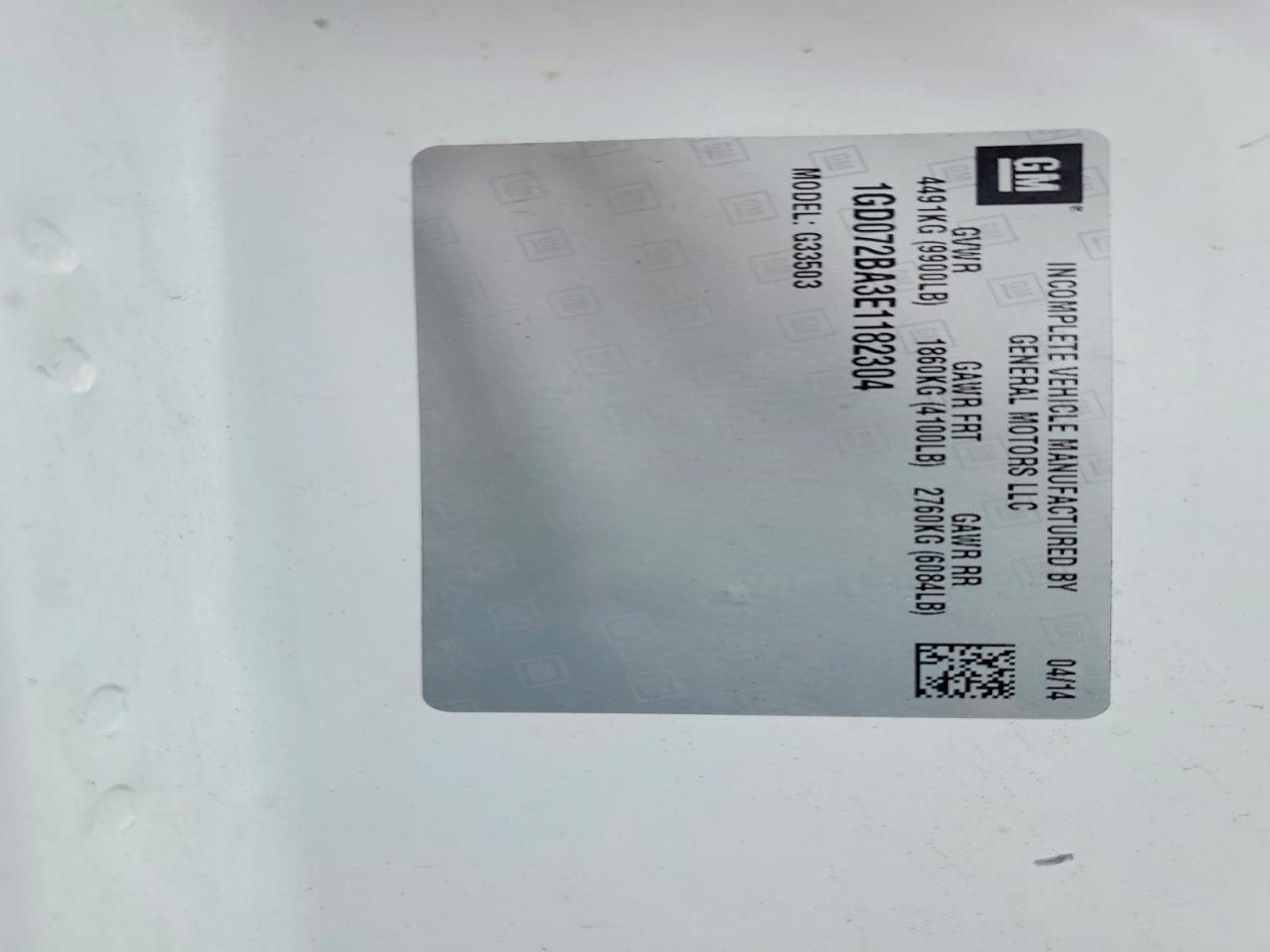 2014 GMC Savana Cutaway G3500