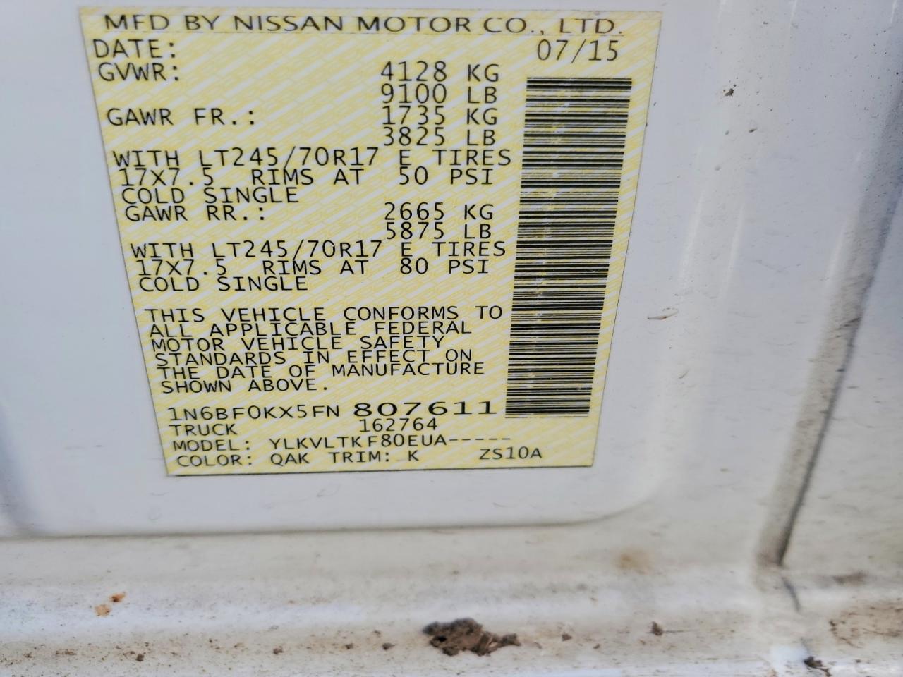 2015 Nissan NV Utility / Service Van