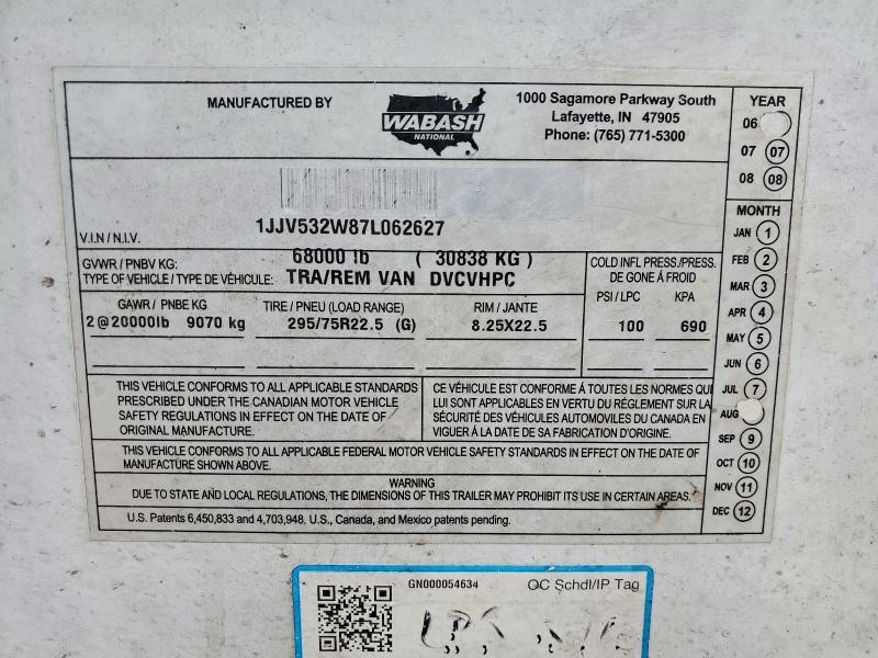 2007 Wabash SH Dvcvhpc DRY Van Trailer