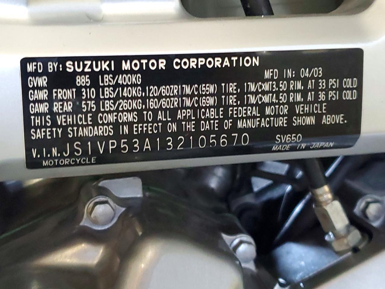 2003 Suz1 250CC