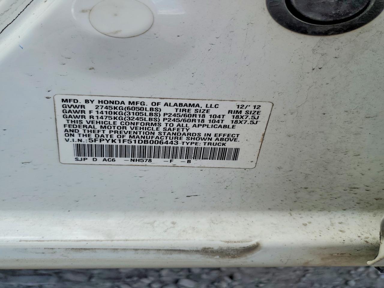 2013 Honda Ridgeline RTL