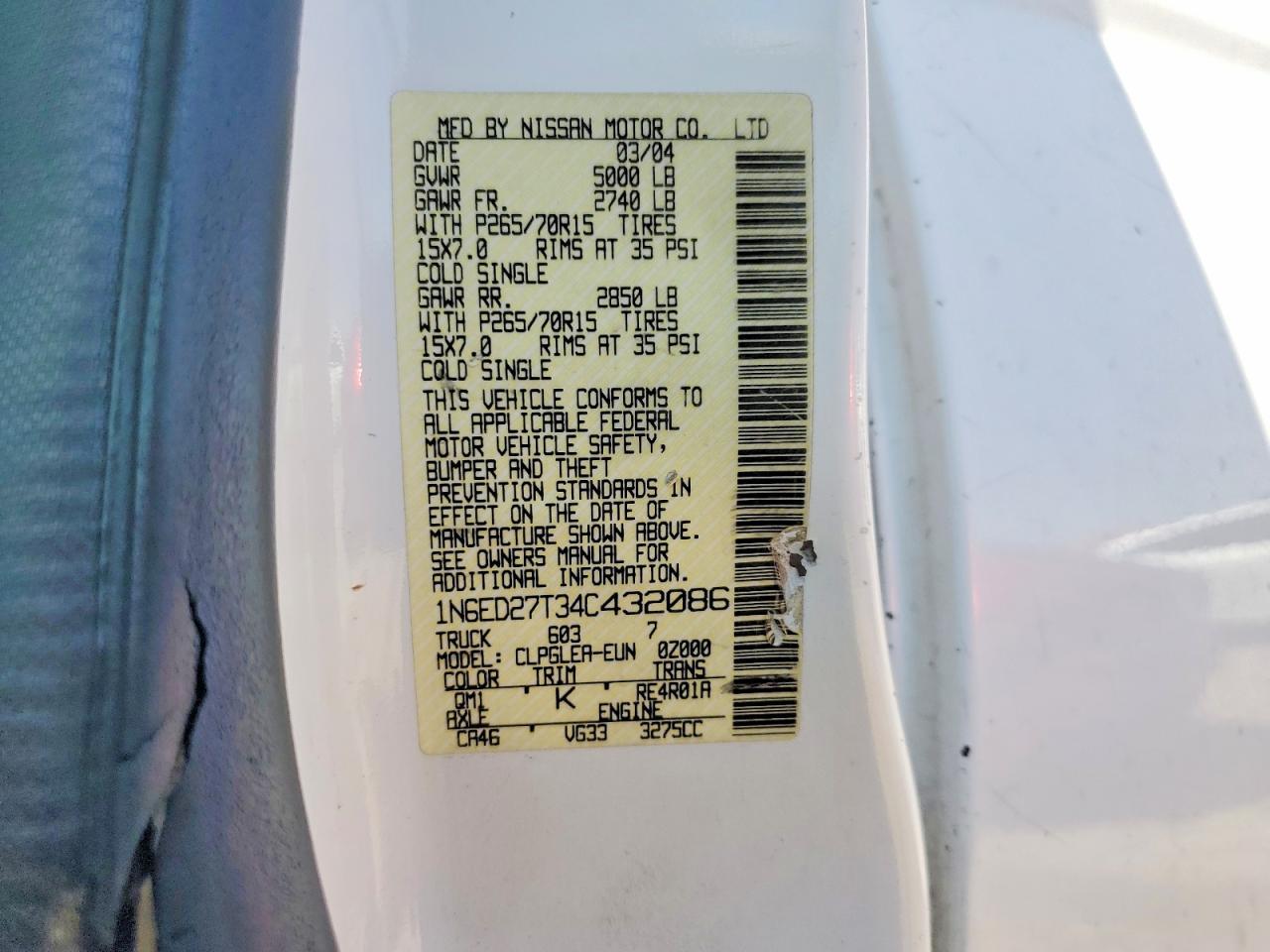 2004 Nissan Frontier Crew Cab XE V6