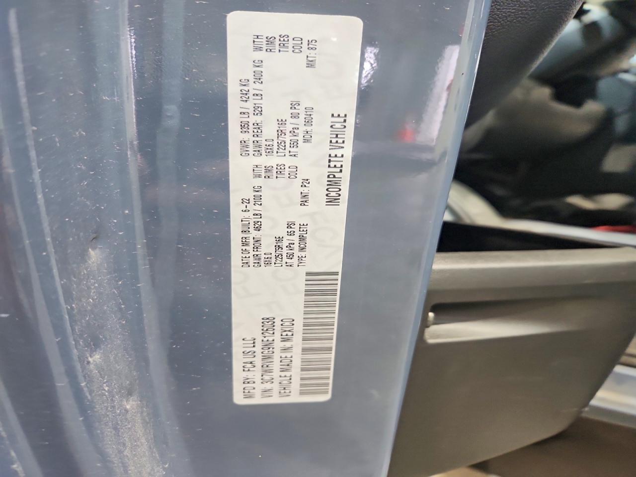 2022 Dodge RAM Promaster 3500 Delivery Truck