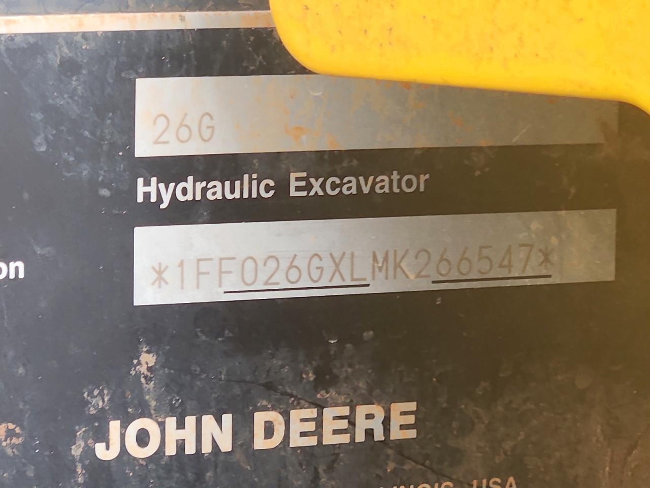 2021 John Deere 26G Mini Excavator