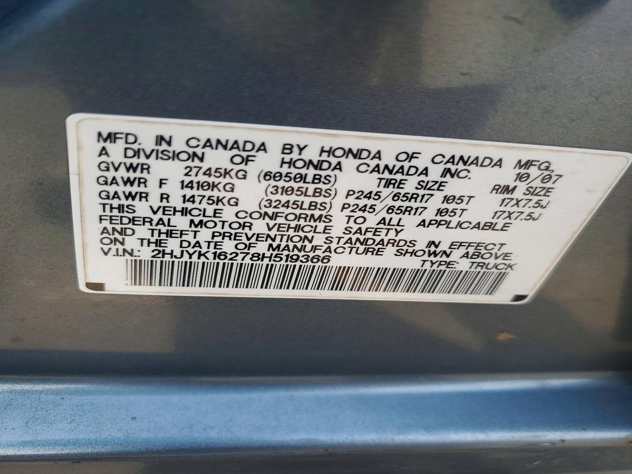 2008 Honda Ridgeline RT