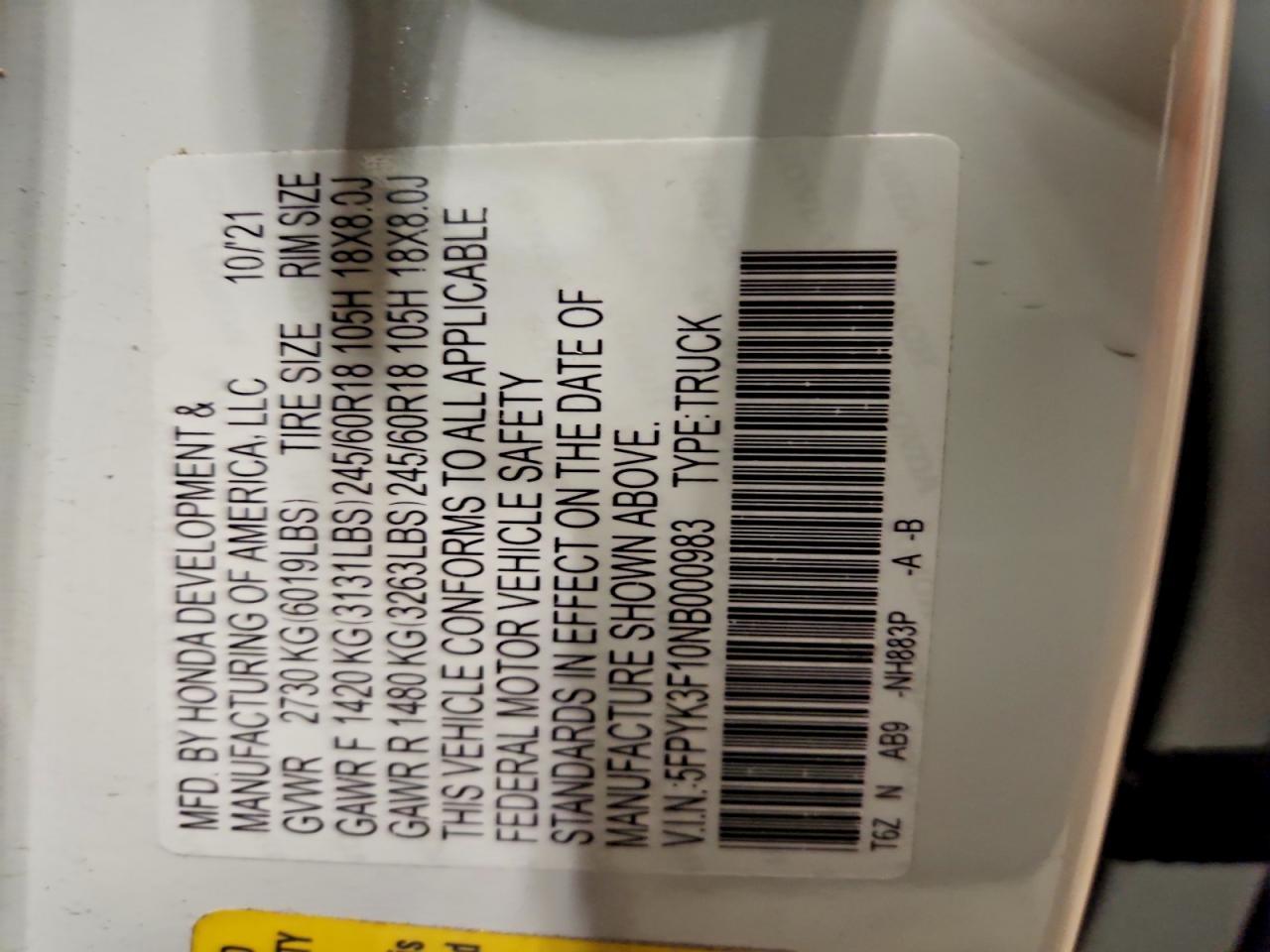 2022 Honda Ridgeline Sport