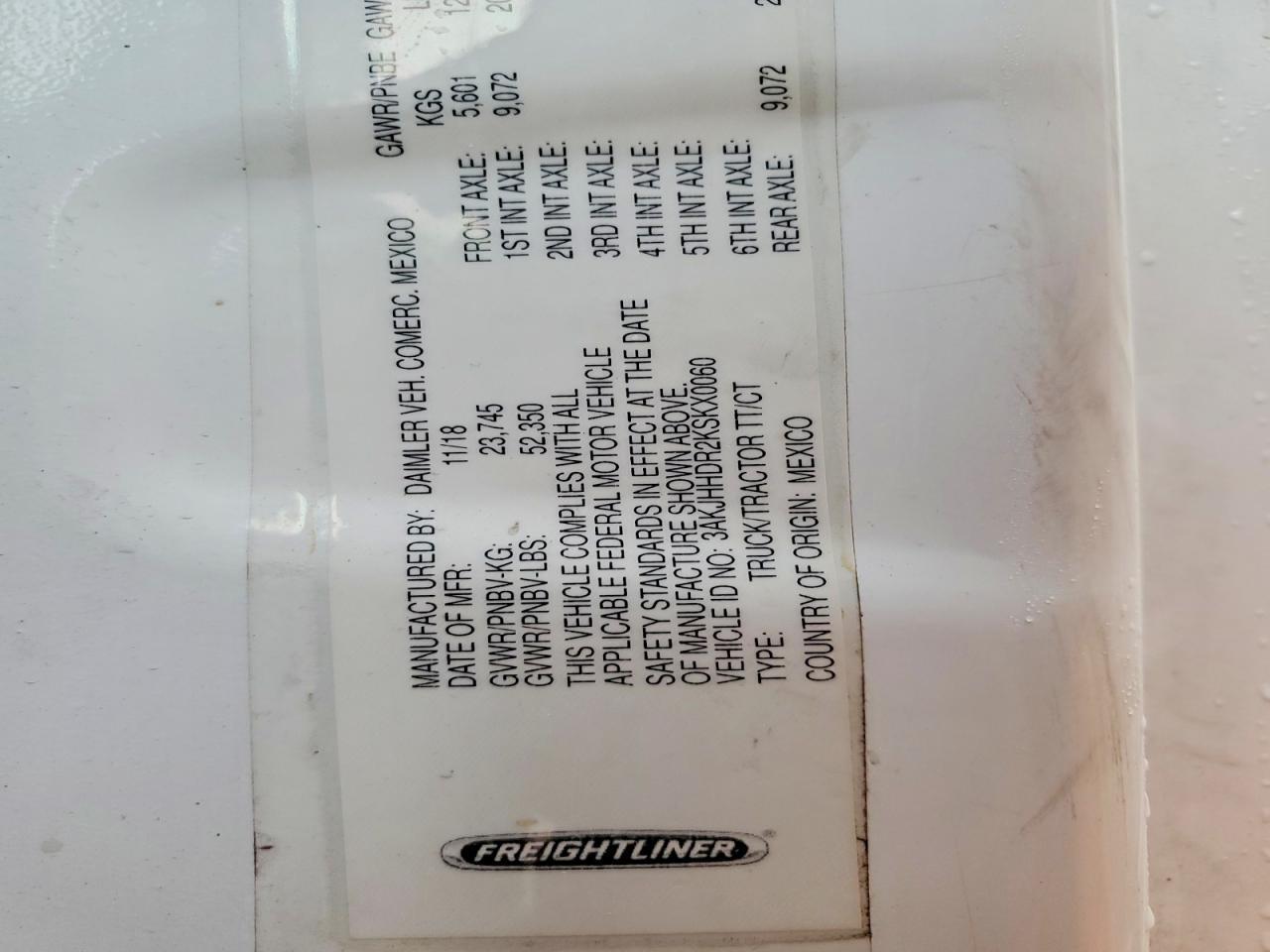 2019 Freigliner 2019 Freightliner Cascadia 1-Semi Truck