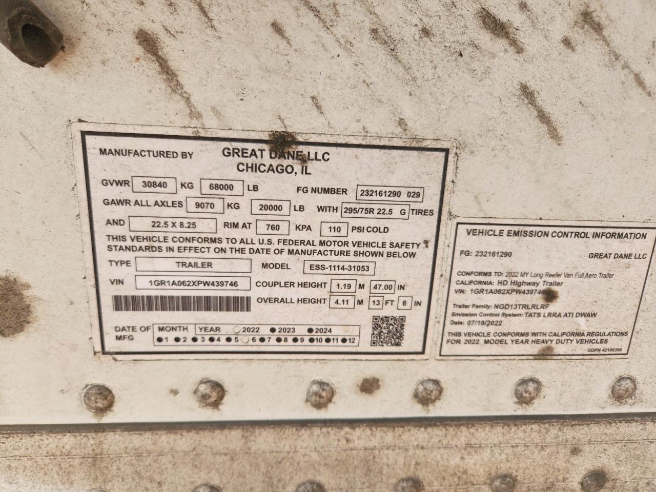 2023 Great Dane ESS-1114-31053 Refrigerated Van Trailer