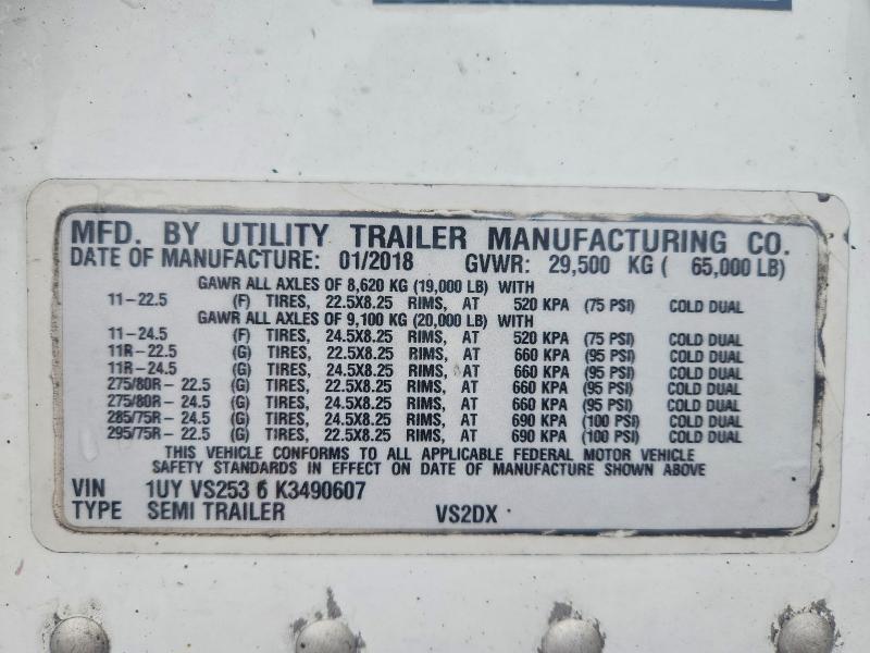 2019 Utility VS2DX DRY Van Trailer