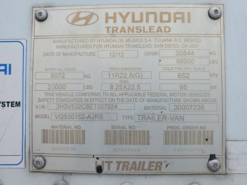 2014 Hyundai Translead Inc 2014 Hyundai Translead VI2530152-AJRS DRY Van Trai