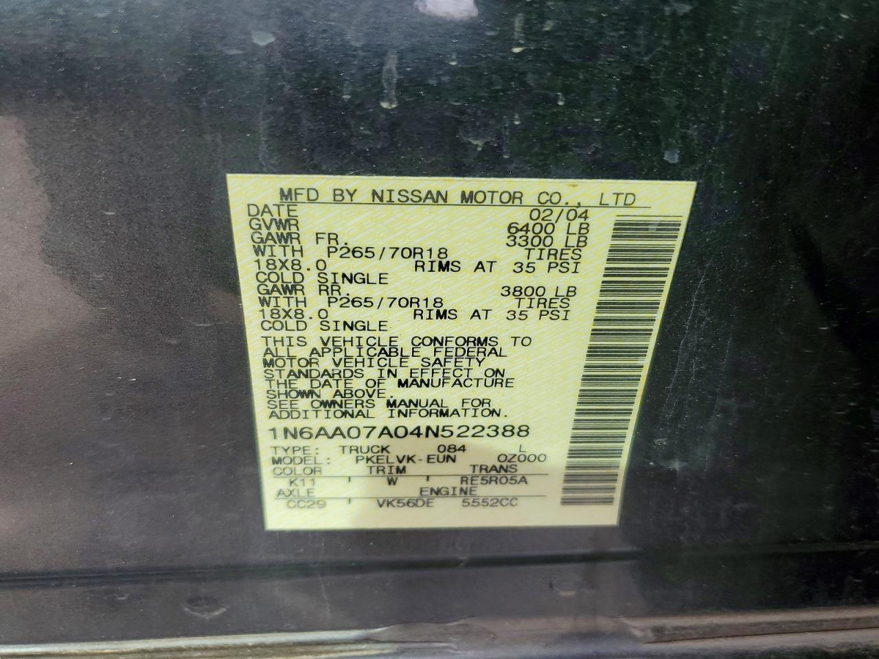 2004 Nissan Titan XE