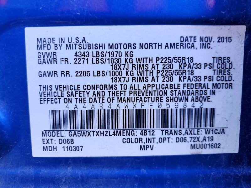 2015 Mitsubishi Outlander Sport se