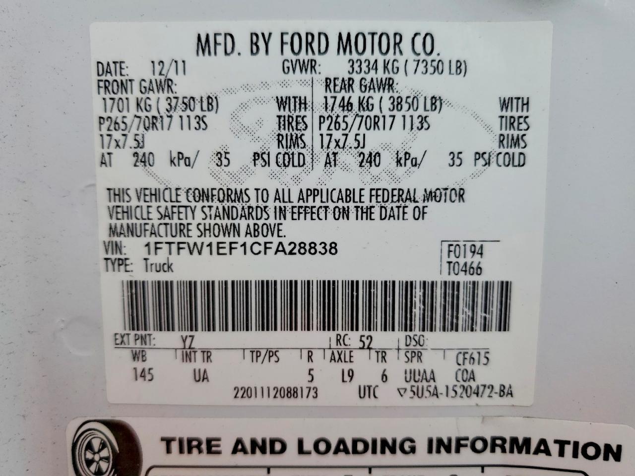 2012 Ford F150 Supercrew
