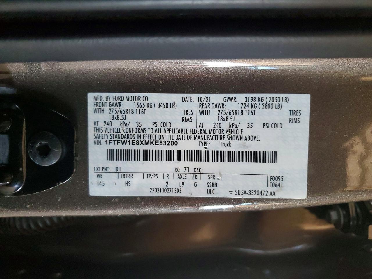 2021 Ford F150 Supercrew