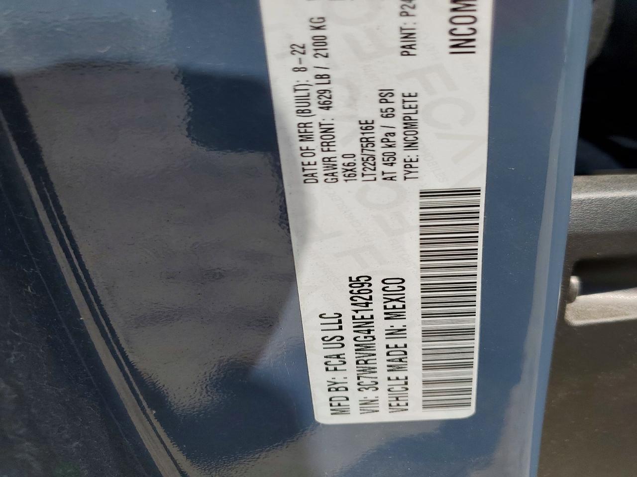 2022 Dodge RAM Promaster 3500 Delivery Truck