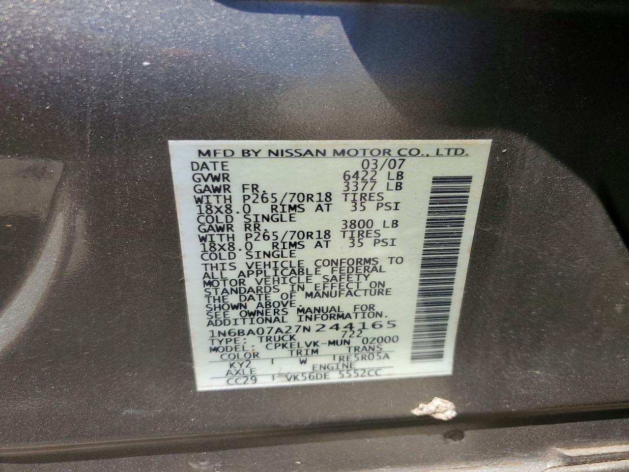 2007 Nissan Titan XE FFV