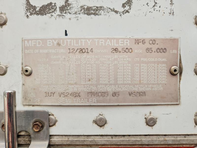 2015 Utility VS2RA Refrigerated Van Trailer