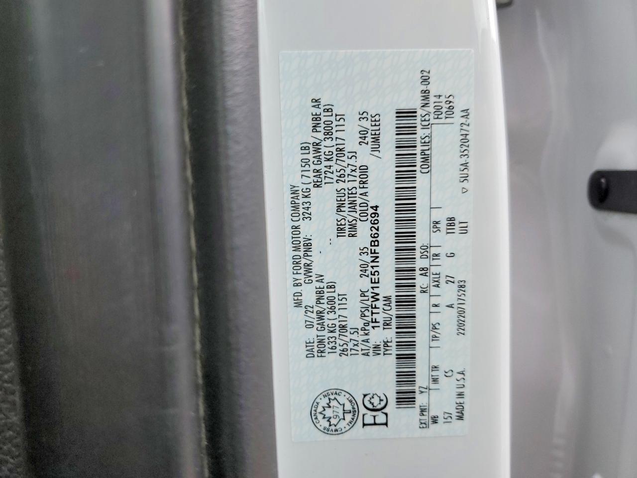 2022 Ford F150 Supercrew