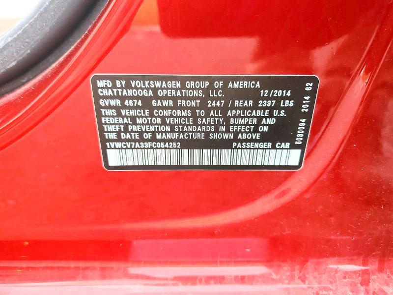 2015 Volkswagen Passat sel