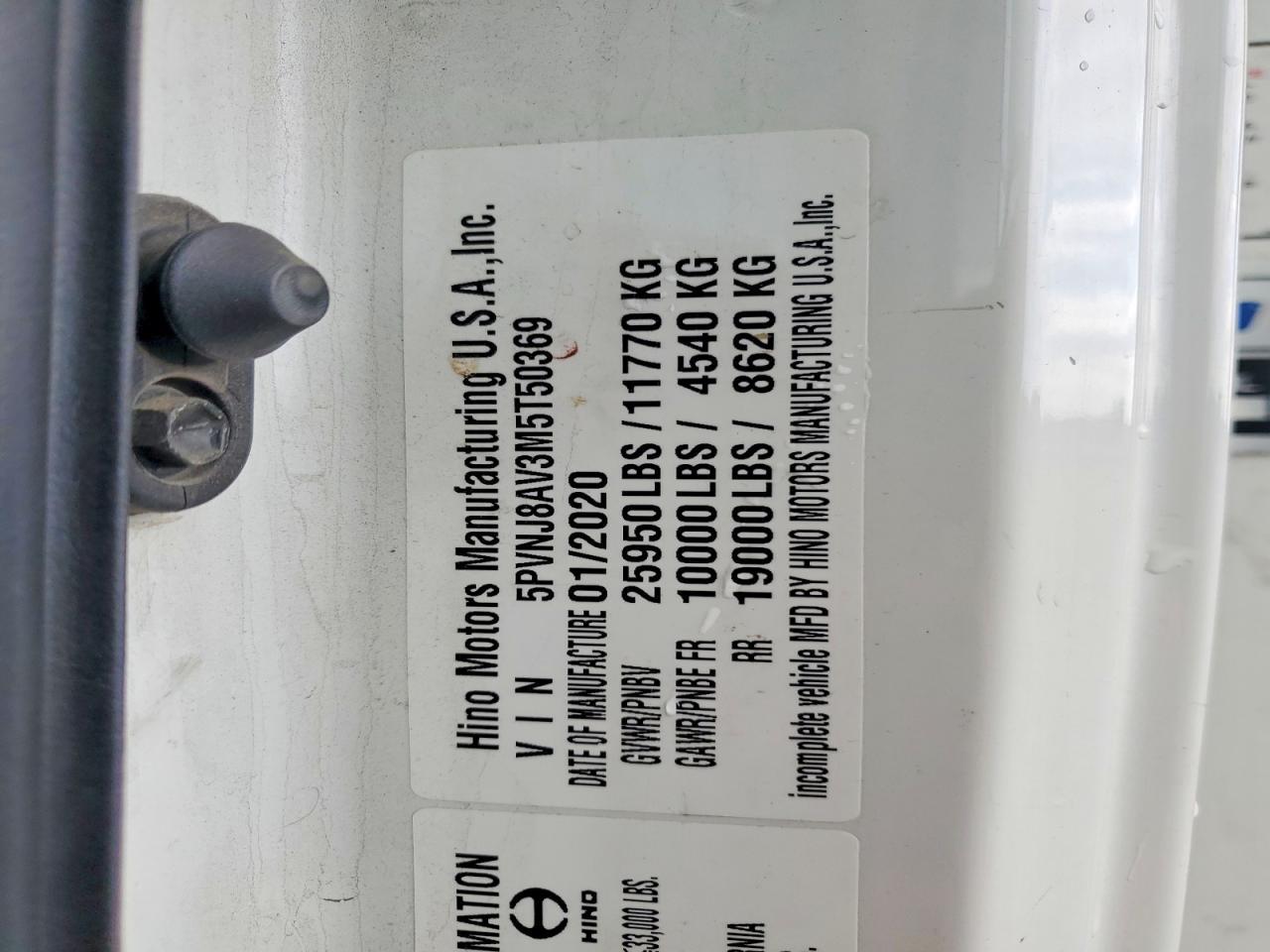 2021 Hino L6 BOX Truck