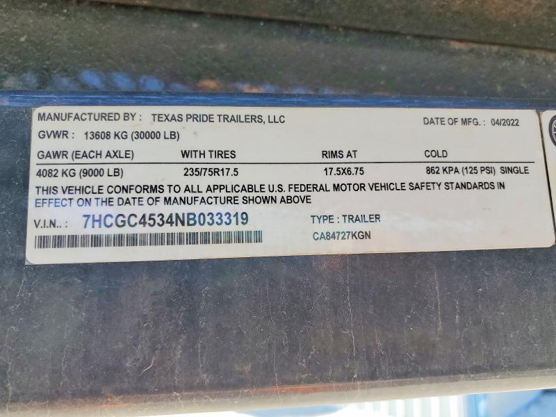 2022 Texas Pride CA84727KGN Car Carrier