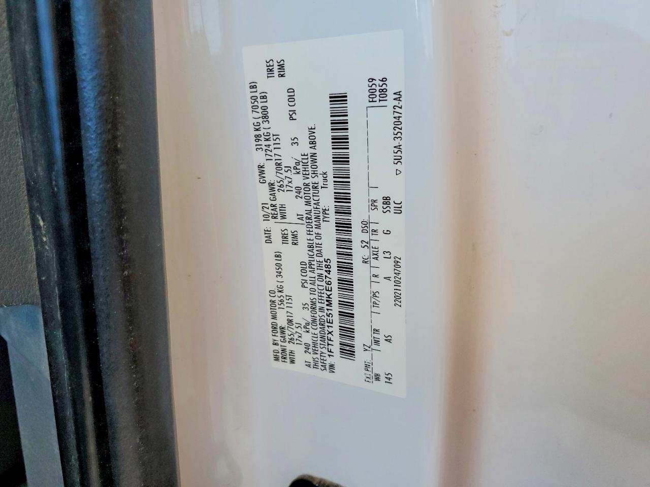 2021 Ford F150 Super Cab
