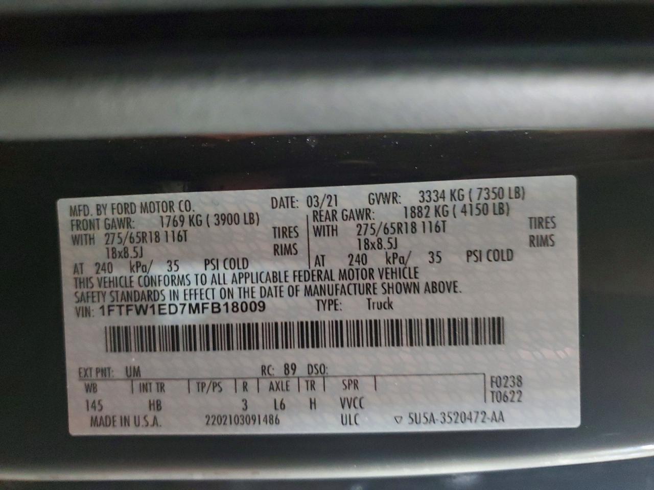 2021 Ford F150 Supercrew