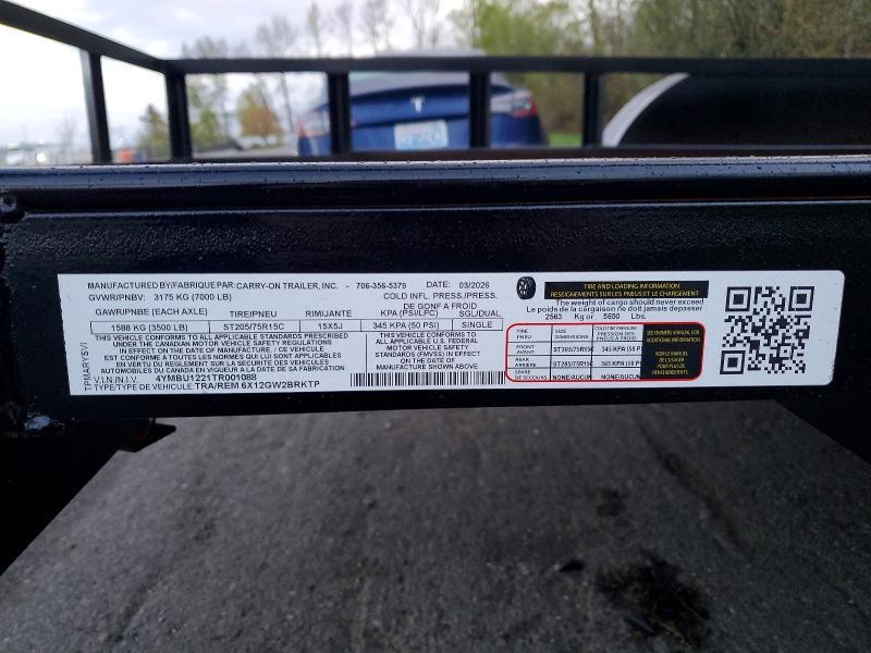 2026 Carry-On 6X12GW2BRKTP Utility Trailer