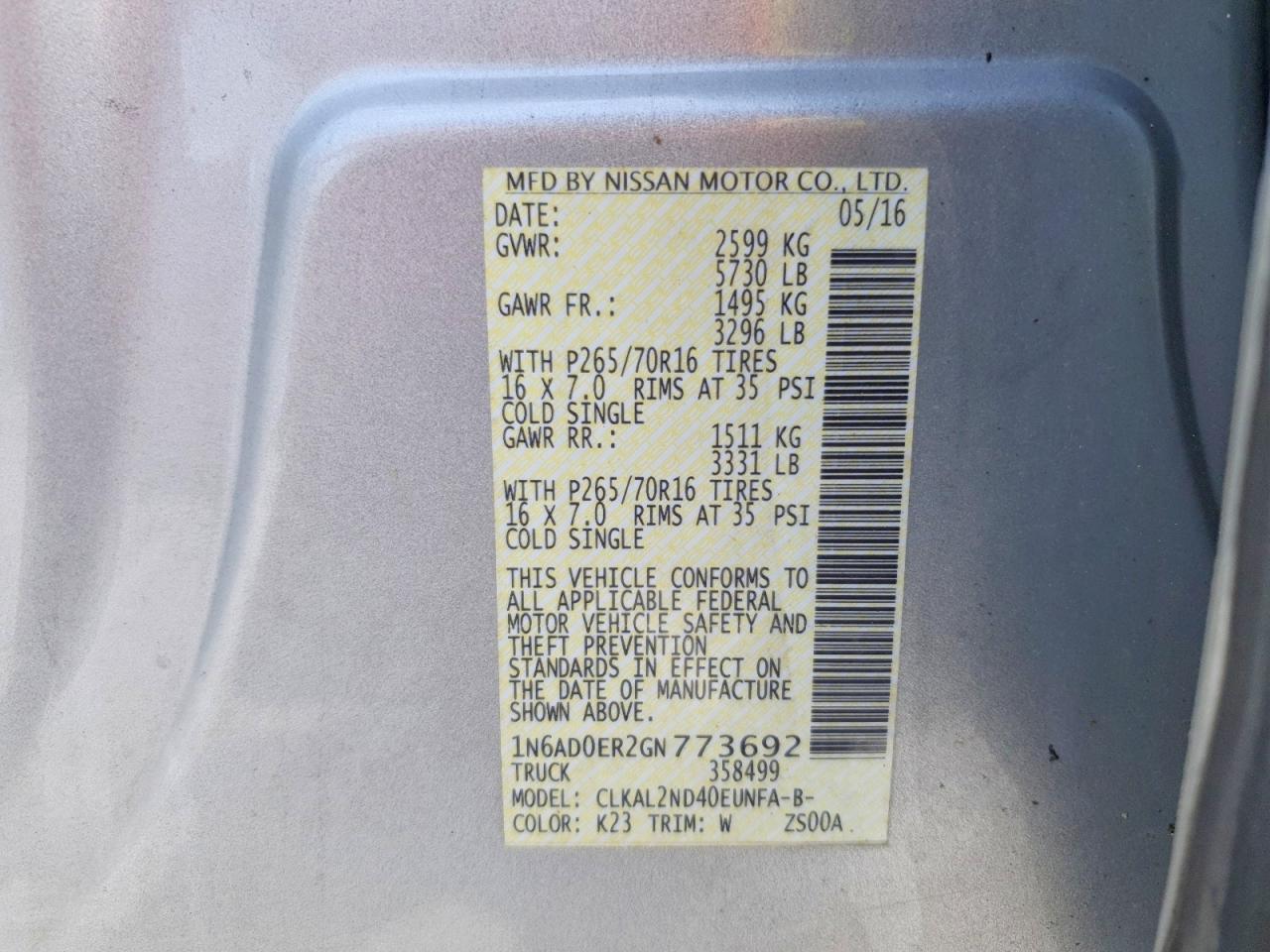 2016 Nissan Frontier SV