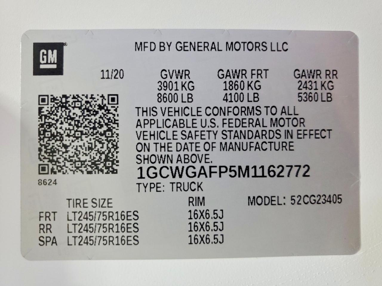 2021 Chevrolet Express 2500 Cargo Delivery van