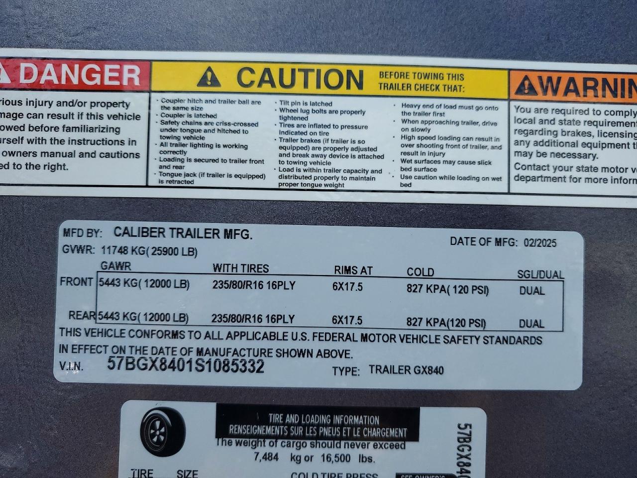 2025 Caliber GX840 Equipment Trailer