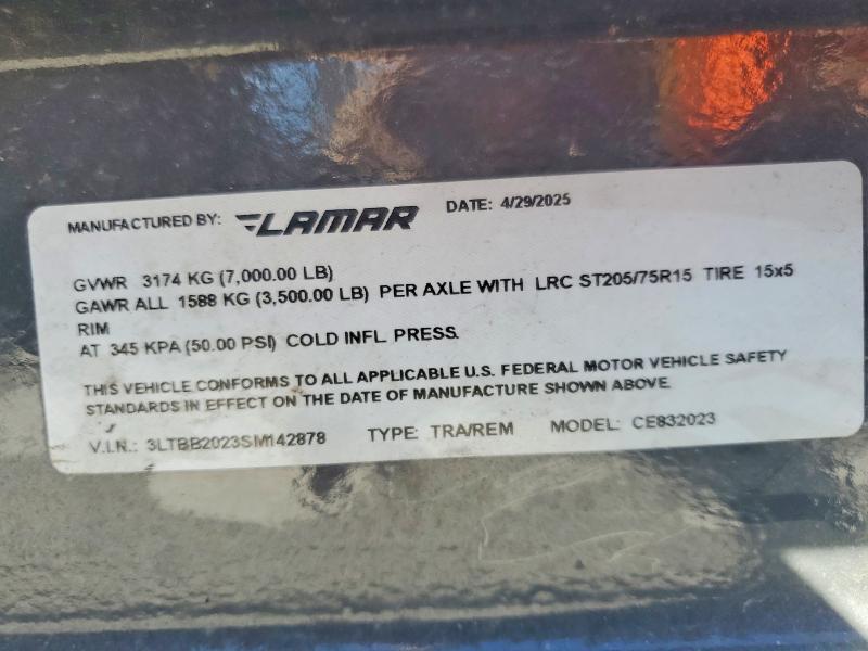 2025 Lamar CE832023 Equipment Trailer
